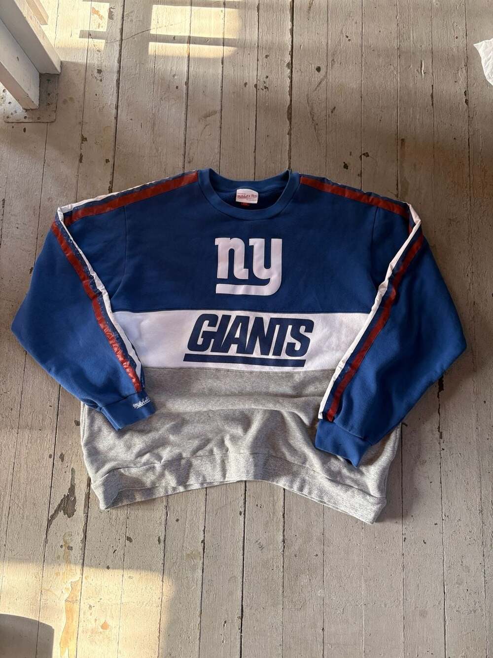Mitchell & Ness New York Giants Royal Scorer Fleece Crewneck Sweatshirt